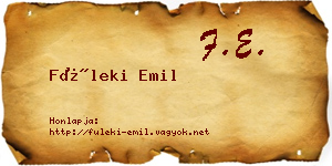 Füleki Emil névjegykártya